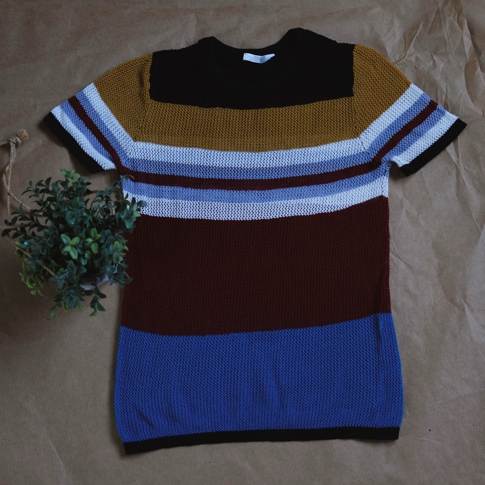 ✨ZARA Trafaluc Color Block Knit Top – Size S